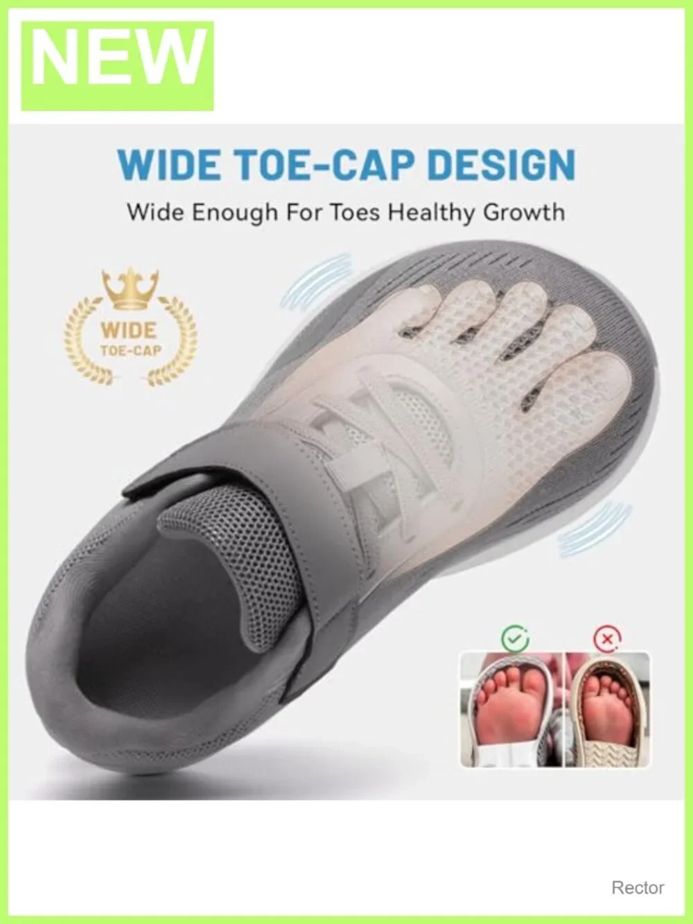 Kids Wide Toe-Cap Tennis Shoes Athletic Running Sneakers Breathable Non-Slip